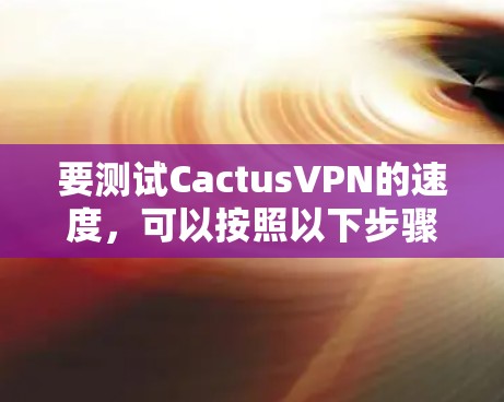 要测试CactusVPN的速度,可以按照以下步骤进行 要测试CactusVPN的速度,可以按照以下步骤进行